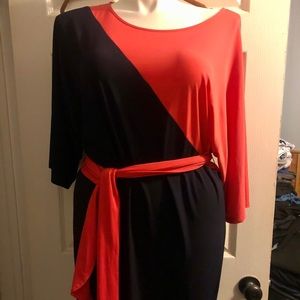 Navy and Coral Dress by Dress Barn